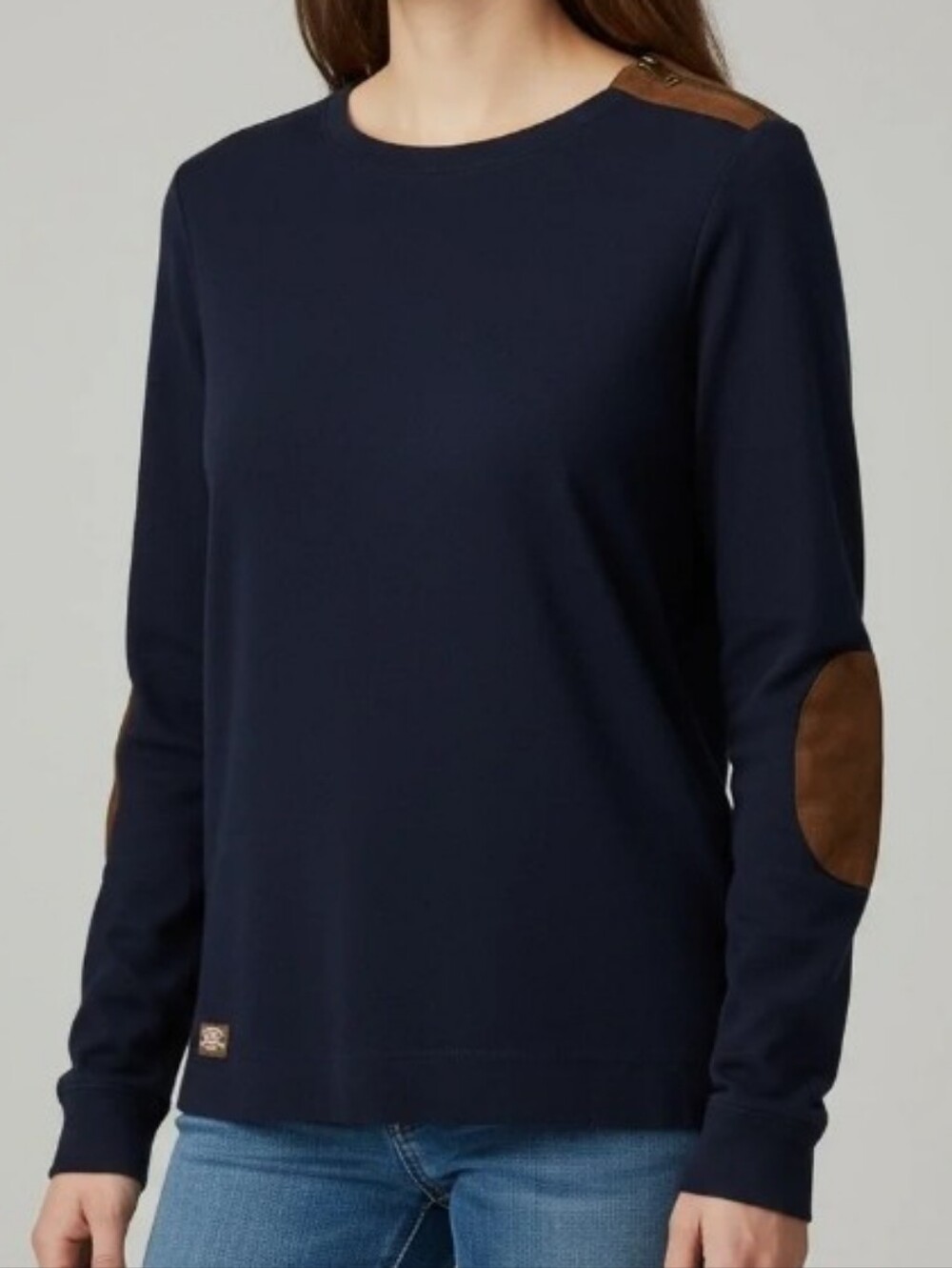 LRL Ralph Lauren Long Sleeve Tee, With Suede Accents - Picture 1 of 6